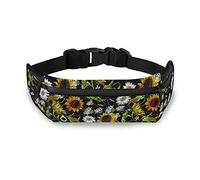 Oyihfvs Yellow Sunflowers White Daisy Flowers Seamless on Dark Adjustable Running Belt, Fanny Pack Waist Pack, Runners Bag, Sports Hiking Fitness Exercise Gym Pouch for Women Men Accessories