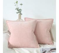 OYIMUA 2 Pack Chenille Cushion Covers 45 x 45 Decorative Square Pillow Covers 18x18 Pink Cushions for Modern Sofa Home Decoration