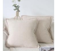 OYIMUA 2 Pack Chenille Cushion Covers 50cm x 50cm Beige Luxury Square Pillow Cases Soft Decorative Pillows 20x20 Inches for Modern Sofa Home Decoration