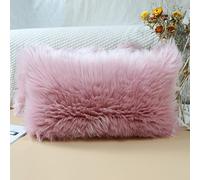 OYIMUA Blush Pink 12 x 20 Inches Cushion Covers Pack of 2 Fluffy Soft Faux Fur Square Pillowcases, Luxury Home Decorative Super Soft Plush Pillow Covers Case 30x50cm for Sofa Bed Living Room