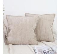 OYIMUA Chenille Cushion Covers 45 x 45 Beige Set of 2 Soft Luxury Pillowcases 18x18 Cushion Cover Modern Farmhouse Home Decorative Couch Throw Pillow Covers Bamboo Knot Design
