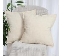 OYIMUA Chenille Cushion Covers 50cm x 50cm Beige Pack of 2 Decorative Cushions Sofa Throw Pillow Covers 20x20 Inches Luxury Soft Square Pillow Cases