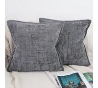 OYIMUA Chenille Cushion Covers 50cm x 50cm Grey Set of 2 Soft Luxury Pillowcases 20 x 20 Inches Cushion Cover Modern Farmhouse Home Decorative Couch Throw Pillow Covers Bamboo Knot Design