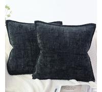 OYIMUA Chenille Cushion Covers Black 40cm x 40cm Set of 2 Soft Luxury Pillowcases 16x16 Inch Cushion Cover Modern Farmhouse Home Decorative Couch Throw Pillow Covers Bamboo Knot Design