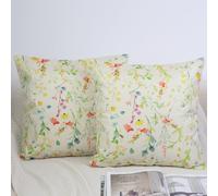 OYIMUA Colourful Floral Cushion Covers 40cm x 40cm Flower Plant Outdoor Cushions 16x16 Inches Spring Summer Autumn Decorative Linen Pillow Covers for Garden Furniture Sofa