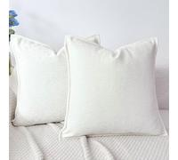 OYIMUA Cushion Covers 45 x 45 Cream Set of 2 Soft Square Pillow Cases Textured Chenille Cushion Cover 18x18 Luxury Neutral Decorative Pillows for Living Sofa Room Bedroom