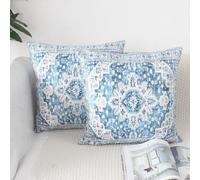 OYIMUA Cushion Covers 50cm x 50cm Blue Set of 2 Soft Velvet Cushion Cover Boho Throw Pillows Covers Square Decorative Cushions Covers 20x20 inches Monaco & Persian Design Aesthetic
