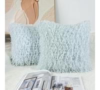 OYIMUA Duck Egg Blue Cushion Covers 40cm x 40cm Pack of 2 Fluffy Pillowcases Neutral Decorative Cushions Soft Faux Federn Throw Pillow Covers 16x16 Square Pillows