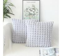 OYIMUA Fluffy Silver Grey Cushion Covers 40cm x 40cm Faux Fur Cushion Cover 16 x 16 inches Set of 2 Pillow Cases Soft Plush Sofa Cushions Living Room Modern Moroccan Covers