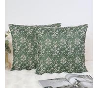 OYIMUA Green Cushion Covers 40cm x 40cm 2 Pack Linen Outdoor Cushions Square Decorative Pillow Covers 16x16 Inch for Sofa Bed Garden
