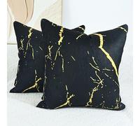 OYIMUA Set of 2 Black Cushion Covers 45 x 45 Chenille Soft Square Cushion Cover 18 x 18 Luxury Decorative Pillowcases Neutral Modern Throw Pillow Covers Sofa Bedroom Living Home Decor