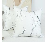 OYIMUA Set of 2 Chenille Cushion Covers 45 x 45 White Soft Square Cushion Cover 18 x 18 Luxury Decorative Pillowcases Neutral Modern Throw Pillow Covers Sofa Bedroom Living Home Decor