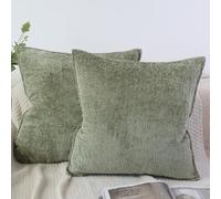 OYIMUA Set of 2 Cushion Covers 50cm x 50cm Chenille Premium Textured Throw Pillow Cases Soft Square Cushion Cover Sage Green 20x20 inches Decorative Sofa Pillows Covers for Living Room Bedroom