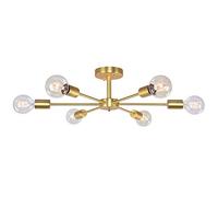 OYIPRO Ceiling Light Modern, 6-Light Chandelier, Semi-Flush Mount Indoor Lighting Fixture, E27 Base Brass Lamp, for Living Dining Room Bedroom Hallway