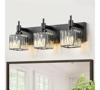 OYIPRO Crystal Vanity Light Sconce Black Modern Square Crystal Lampshade Wall Light for Bathroom, Bedroom Living Room, Corridor, Hallway with E27 Sockets