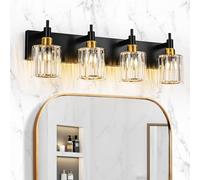 OYIPRO Modern Semi Flush Mount Bathroom Vanity Light Fixtures, Crystal with Glass Round Lampshade Over Mirror Sconces E27 Base Vanity Lights for Bathroom Living Room Bedroom