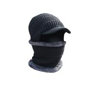 OYIWINMI Hat and Scarf Set for Men, Includes a Neck Warmer and a Neck Warmer, Men's Outdoor Warming. Black