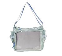OYIWINMI Ita Bag Clear Backpack Pin Display Bags with Adjustable Strap Transparent Window Japanese Style Large Capacity for Students Daily Use, School, Shopping, Anime Cosplay (Minimal, blue)
