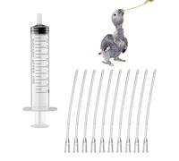 Oykrueats 10 ml Syringe with 10 Flexible Feeding Hoses for Young Birds, Pigeons & Parrots - Manual, Adult Use