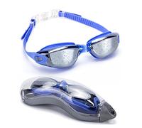 OYMI Swim Goggles No Leaking Silicone with Protection Case Adjustable for Men Women Youth Kids Unisex Triathlon Swim Glasses - UV Protection Anti Shatter Clear Vision Anti Fog Lenses (Blue)