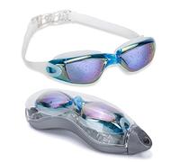OYMI Swim Goggles No Leaking Silicone with Protection Case Adjustable for Men Women Youth Kids Unisex Triathlon Swim Glasses - UV Protection Anti Shatter Clear Vision Anti Fog Lenses (Lake Blue)