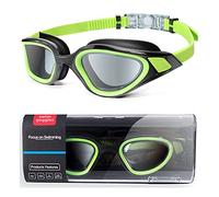 OYMI Swimming Goggles Swim Goggles with Protection Case - Anti Fog Anti UV No Leakage Large Frame Clear Vision Swimming Glasses for Men Women Adults Youth (Black/Green)