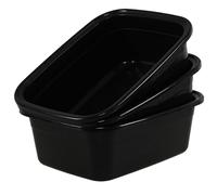 Oymlclivisa 16L Rectangle Plastic Washing Up Bowl for Sink Kitchen Basin Mixing Dish, 3 Packs, Black