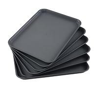 Oymlclivisa 6 Packs Plastic Rectangle Serving Tray, Fast Food Serving Tray, Deep Gray