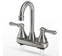 OYMOV RV Kitchen Bathroom Bar Sink Faucet - RV Parts Replacement Non-Metallic Widespread 4 Inch 2 Handles Faucets for RVs, Fifth Wheels, Motorhomes, Travel Trailers, Campers - Brushed Nickel