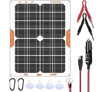 OYMSAE White 20W 12V Solar Panel Battery Charger Portable Waterproof Power Trickle Battery Charger & Maintainer for Car Boat Automotive RV with Cigarette Lighter Plug & Wiring Clip