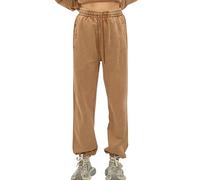 Oymyakon Men's Acid Wash Sweatpants Elastic Waist Drawstring Sweat Pants Cotton Athletic Jogger Long Pants with Pockets, Coffee, XXL