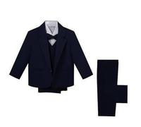 Oyolan 5Pcs Baby Kids Boys Tuxedo Wedding Suits Formal Clothes Outfits Blazer Suit Page Boy Baptism Outfits Navy Blue 9-12 Months