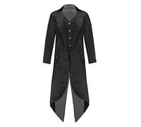 Oyolan Boys Renaissance Steampunk Tailcoat Halloween Costumes Vintage Medieval Long Jacket Swallow Coat Black 15-16 Years