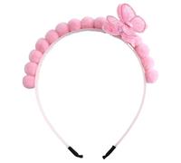 Oyolan Glitter Butterfly Headband For Girls Sequin Hairband With Plush Balls, Sparkly Butterfly Hair Bands For Little Girls Pink One Size