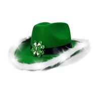 Oyolan Glitter Cowboy Hat St. Patrick's Day Cowgirl Hat Irish Rolled Up Caps For Celebrations & Mardi Gras Party Type A One Size