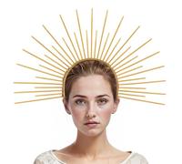 Oyolan God Crown Headband, Gold Spike Headpiece Tiaras, Sun Fairy Hair Accessories For Women Gold One Size