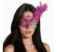 Oyolan Half Mask for Party 1970s Retro Cosplay Carnival Adornment Parade Prop Outing Gear Masquerade Accessory Hot Pink One Size