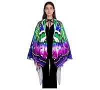 Oyolan Halloween Moth Wings Butterfly Shawl Moth Wing Cape Costume Accessory For Masquerade Party Green Purple One Size