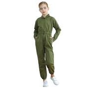 Oyolan Kids Fighter Pilot Costume Jumpsuit Air Force Flight Suit Military Halloween Cosplay Outfits for Boys Girls Army Green 15-16 Years