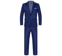Oyolan Men Suit 2 Pieces Formal Business Solid Tuxedos Blazer with Trousers for Wedding Groom Navy Blue 5XL
