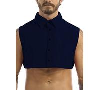 Oyolan Men's Fake Collar Shirt Detachable Dickey Collar Half Shirts False Collar Tank Crop Tops Navy Blue M