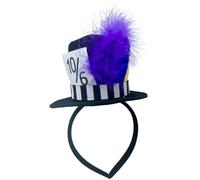 Oyolan Mini Top Hat Headbands Mardi Gras Feathers Tiny Hats Fascinator for Women Cocktail Tea Party Black 2Pcs One Size