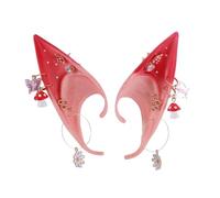 Oyolan Mushroom Elf Ears Forest Fairy Ears With Mushroom Moss And Flower For Masquerade Party Red B One Size