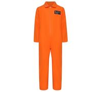 Oyolan Prisoner Cosplay Costume Orange Prison Inmate Uniform Jumpsuit Kids Halloween Outfit