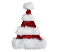 Oyolan Sequin Christmas Santa Hat Unisex Xmas Pompom Hats For New Year Festive Holiday Costume Party Red J One Size