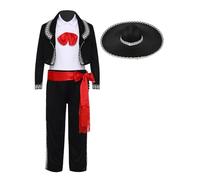 Oyolan Traditional Mariachi Costume for Boys Mexican Dress Up Set Kid Folklorico Cinco De Mayo Amigo Day of The Dead Set Black
