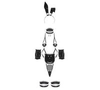 Oyolan Womens Halloween Sexy Maid Outfits Lingerie Set Shiny Japanese Anime Bunny Ladies Cosplay Costumes Type A Black One Size