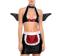 Oyolan Womens Halloween Sexy Maid Outfits Lingerie Set Shiny Japanese Anime Bunny Ladies Cosplay Costumes Type B One Size