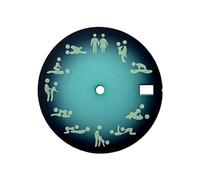 OYOSIDA 28.5MM Interesting Mechanical Dial Strong Green Luminous Face Novelty Dials for NH 35/NH36/4R/6R Watch Movement Repair Part, Blue