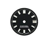 OYOSIDA 28.5MM Mechanical Dial Diver Dial Strong Green Luminous Face Watch Dials for NH35/NH36/4R/6R Watch Movement Accessories, Black